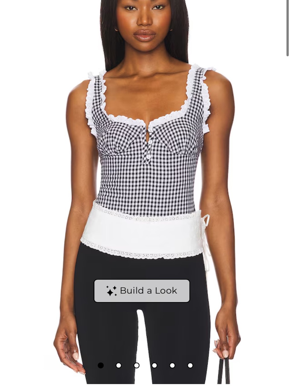NWT Never Worn REVOLVE Black and White Gingham Ruffle-Trim Bodysuit